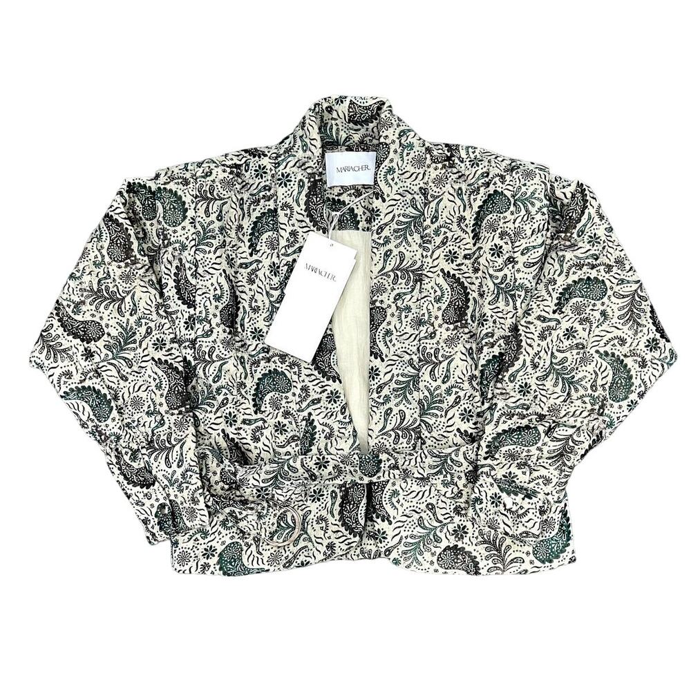 Maria Cher Beige Brown Green Paisley Quilted Miranda Jacket Alicante size S NEW